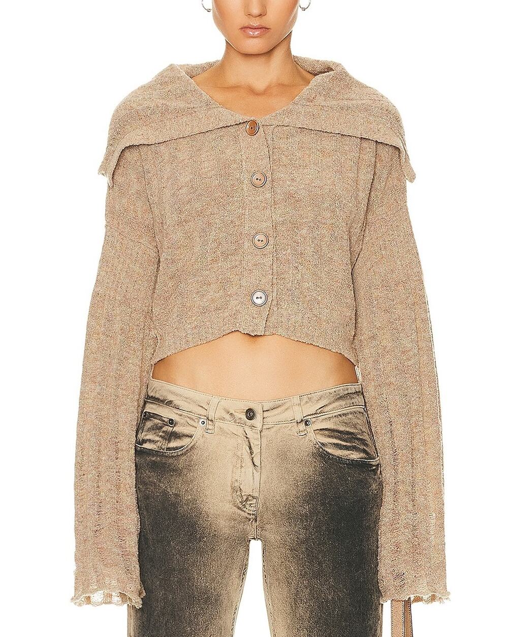 Knwls Ribbed Tan Cosma Cardigan Size M